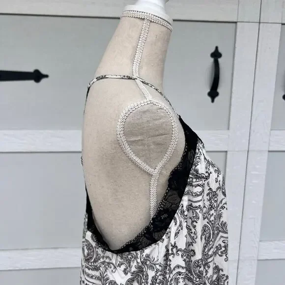 Soma Lace Trim Nightgown Pajamas Paisley Slip Dress XL Coquette - Picture 7 of 7